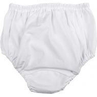 Little Things Mean A Lot Baby Girls White Elastic Bloomer Diaper Cover with Embroidered Eyelet Edging