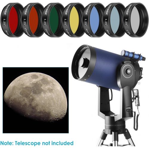 니워 Neewer 1.25 inches Telescope Moon Filter, CPL Filter, 5 Color Filters Set(Red, Orange, Yellow, Green, Blue), Eyepieces Filters for Enhancing Definition and Resolution in Lunar Plan