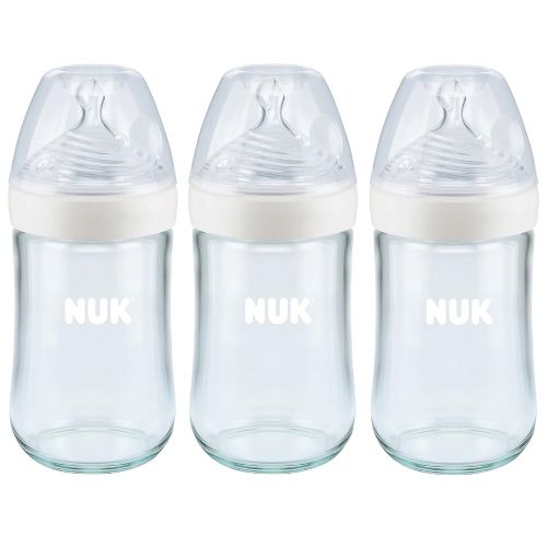 누크 NUK Simply Nautral Glass Baby Bottle, Clear, 8oz 3pk