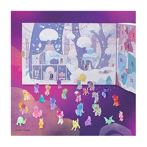 마이 리틀 포니 My Little Pony: A New Generation Movie Snow Party Countdown Advent Calendar Toy for Kids - 25 Surprise Pieces, Including 16 Pony Figures (Amazon Exclusive)