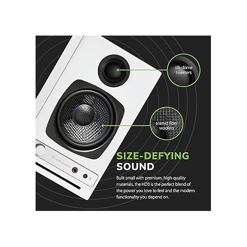  Audioengine HD3 Home Music System - Wireless Speakers with Bluetooth - 60W Powered Computer and Desktop Speakers with aptX HD Bluetooth, AUX, USB, RCA, 24-bit DAC
