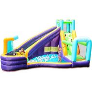 Inflatable Waterslide, Water Bounce House for Wet and Dry, Kids Bouncy House Water Park with Air Blower, Water Spray, Splash Pool, A83021