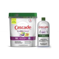 Cascade Platinum Plus Dishwasher Detergent Actionpacs, Lemon with Rinse Aid Platinum, Dishwasher Rinse Agent, Regular Scent