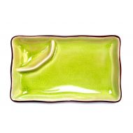 CAC China 666-77-G Japanese Style 8-Inch by 4-Inch Golden Green Rectangular Plate with Triangular Sauce Compartment, Box of 24