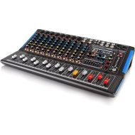 Pyle 12-Channel Bluetooth Studio Audio Mixer - DJ Sound Controller Interface w/ USB Drive for PC Recording Input, RCA, XLR Microphone Jack, 48V Power, For Professional and Beginners- PMXU128BT,Black