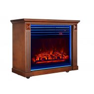 GMHome 23 Electric Fireplace Freestanding Heater Moveable Electric Fireplace, 7 Changeable Backlight, Log Fuel Effect, w/Remote, with Wheel, 1500 W  Coffee