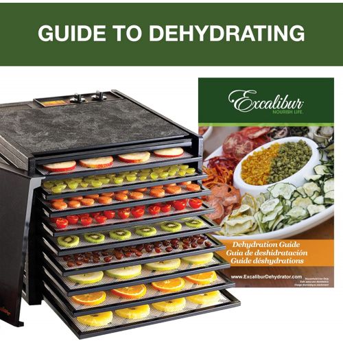  [아마존베스트]Excalibur 9-Tray Electric Food Temperature Settings and 26-hour Timer Automatic Shut Off Includes Guide to Dehydration, Black