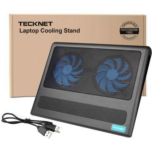  [아마존베스트]TECKNET Laptop Cooling Pad, Portable Ultra-Slim Quiet Laptop Notebook Cooler Cooling Pad Stand with 2 USB Powered Fans, Fits 12-16 Inches