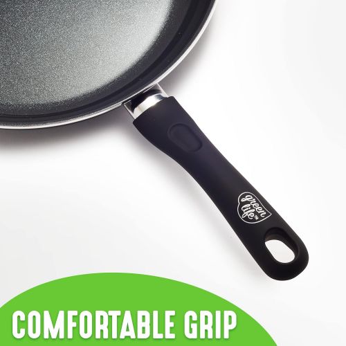  GreenLife Soft Grip Diamond Healthy Ceramic Nonstick, 7 and 10 Frying Pan Skillet Set, PFAS-Free, Dishwasher Safe, Black