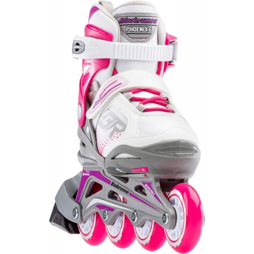 롤러블레이드 [아마존베스트]Bladerunner by Rollerblade Phoenix Girls Adjustable Fitness Inline Skate, White and Fuchsia, Junior, Value Performance Inline Skates
