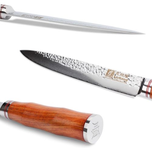  Sunlong Japanisches Damastmesser Sushi Messer 20 cm Haushalt Schinkenmesser-Damaszener VG-10 Stahl-Rasierklingenscharfe Klingen SL-DK1046R