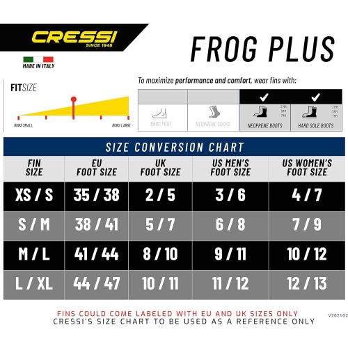 크레시 [아마존베스트]Cressi Adult Powerful Efficient Open Heel Scuba Diving Fins | Frog Plus: made in Italy