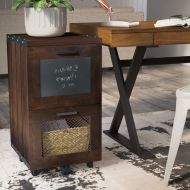 Simple Living Products Vintage Mobile File Cabinet - Industrial Style, With Casters, Walnut Finish, 2 Storage Drawers and Chalkboard Inlay, Contemporary Office Filling Organizer