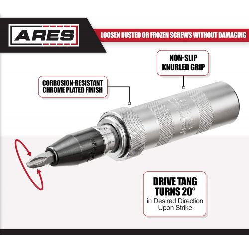  [아마존베스트]ARES 70606-1/2-Inch Manual Reversible Impact Driver - Flathead 5/16 & 3/8 and Phillips #2 & #3 Bits for Most Common Applications - Disengage Brake Caliper Screws, Rusted Fasteners