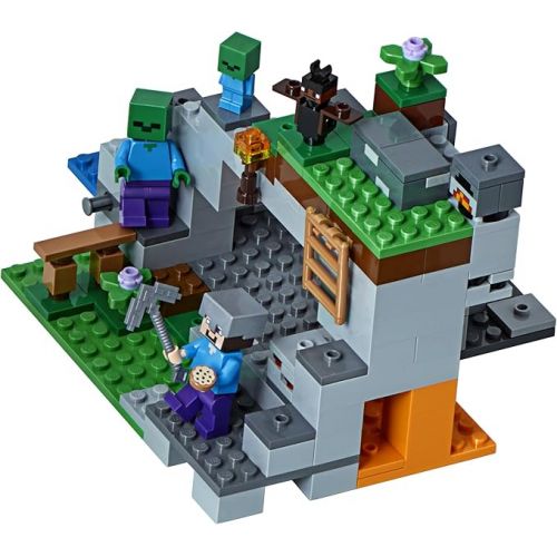 LEGO Minecraft The Zombie Cave 21141 Building Kit with Popular Minecraft Characters Steve and Zombie Figure, separate TNT Toy, Coal and more for Creative Play for 84 months to 168 months (241 Pieces)