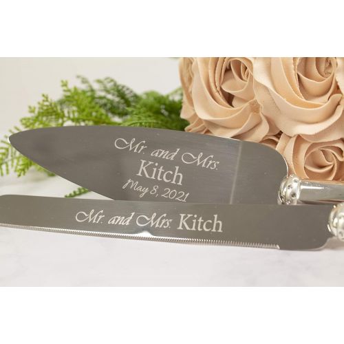 레녹스 Lenox Devotion Personalized Wedding Cake Knife and Server Set