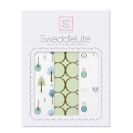 SwaddleDesigns SwaddleLite, Set of 3 Premium Cotton Muslin Marquisette Swaddle Blankets, Kiwi Cute and Calm Lite