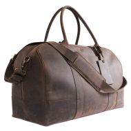 CASE ELEGANCE Bucksaw Travel Leather Duffel Bag For Men - Full Grain Premium Leather Weekender - Brown