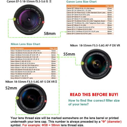  waka Unique Design Lens Cap Bundle, 3 Pcs 55mm Center Pinch Lens Cap and Cap Keeper Leash for Canon Nikon Sony DSLR Camera + Microfiber Cleaning Cloth