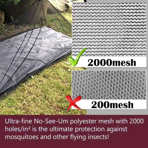  Aventik C No-See-Um Camping Mosquito Net Bed Compact and Ultra-Light for Travel，Finest Holes Mesh 2000 Noseeum Netting Mosquito Netting for Camping and Hiking (Double Brown Color)