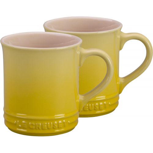 르크루제 Le Creuset Soleil Yellow Stoneware 14 Ounce Mug, Set of 2