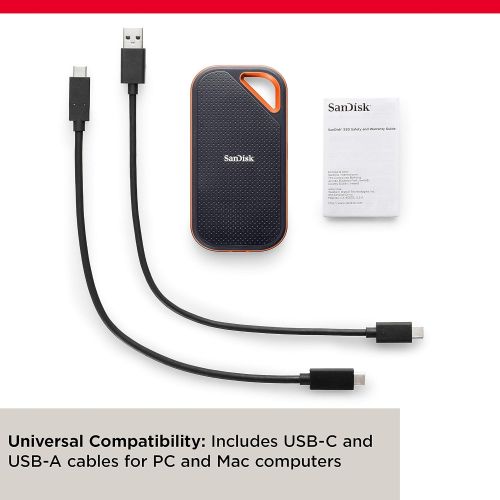 샌디스크 SanDisk 2TB Extreme PRO Portable SSD - Up to 2000MB/s - USB-C, USB 3.2 Gen 2x2 - External Solid State Drive - SDSSDE81-2T00-G25