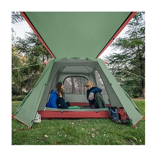  KAZOO Camping Tents 3 Person Waterproof Instant Tents 3 People Cabin Tent Easy Setup with Sun Shade Automatic Aluminum Pole