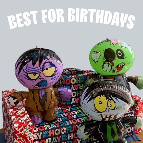  할로윈 용품Kicko Inflatable Zombie Bunch - Pack of 3 24 Inch Assorted Decorative and Spooky Inflates - Perfect as Party Favor, Party Supplies, Horror Decoration, Pool Parties, Crazy Props