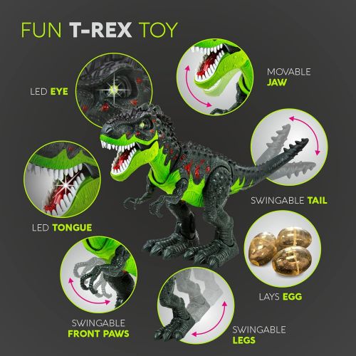  [아마존베스트]Toysery Simulated Flame Spray Tyrannosaurus T-Rex Dinosaur Toy for Kids - Walking Dinosaur Fire Breathing Water Spray Mist with Red Light & Realistic Sounds, Green