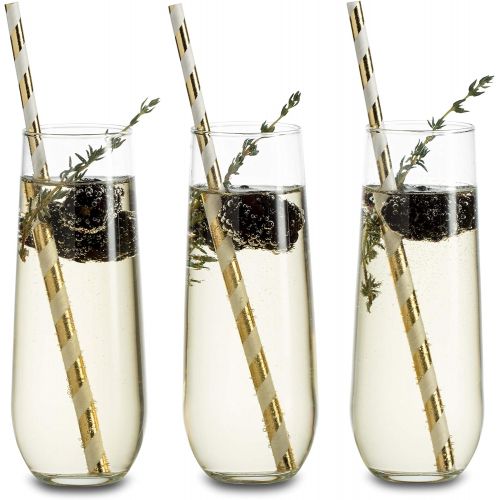  [아마존베스트]Libbey Stemless Champagne Flute Glasses, Set of 12, Clear, 8.5 oz -
