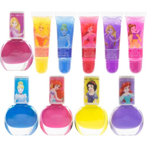  Disney Princess Townley Girl Super Sparkly Cosmetic Makeup Set for Girls with Lip Gloss Nail Polish Nail Stickers 11 PcsPerfect for Parties Sleepovers Makeovers Birthday Gift f