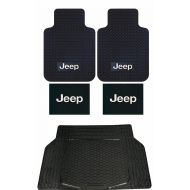 U.A.A. INC. 5pc Jeep Original Logo Classic Style Front and Rear Rubber Floor Mats