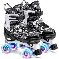 Kuxuan Skates Boys and Girls Camo Adjustable Roller Skates with Light up Wheels, Fun Illuminating Roller Blading for Kids Girls Youth