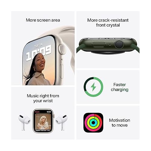 애플 Apple Watch Series 7 (GPS, 41MM) - Starlight Aluminum Case with Starlight Sport Band (Renewed Premium)