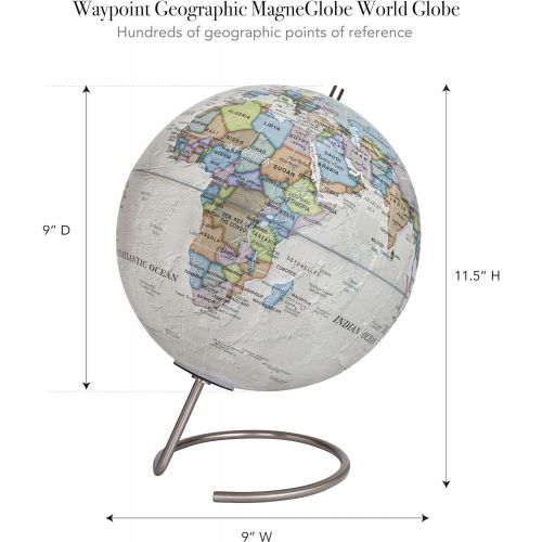  Waypoint Geographic Magneglobe Date World Globe with Stand-Includes 32 Magnetic Pins for Marking Travels and Fun Points of Interest (Classic Ocean)