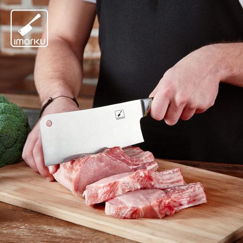  Cleaver Knife imarku 7 Inch Meat Cleaver 7CR17MOV German High Carbon Stainless Steel Butcher Knife with Ergonomic Handle for Home Kitchen and Restaurant, Ultra Sharp
