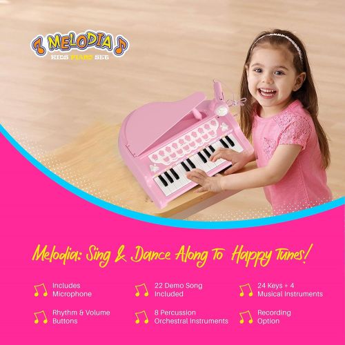  [아마존베스트]EMAAS Piano Keyboard Toy for Kids, 1 2 3 4 Year Old Girls Gift | USA Brand | Toddler Multifunctional Toy Piano Keyboard, 24 Keys Musical Toy for Toddlers | Above-Safe & Fun Musical in