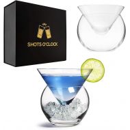 [아마존베스트]YoungLA Stemless Martini Glasses with Chiller Set of 2 - Elegant Cocktail Glasses Set with Cavier Server Bowl - Beautiful Bar Martini Glass Gift Set for Margarita, Cosmopolitan, Manhattan