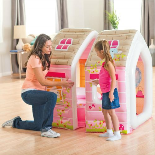 인텍스 Intex Princess Play House, Inflatable Play House with Air Furniture, 49 X 43 X 48, for Ages 2-6