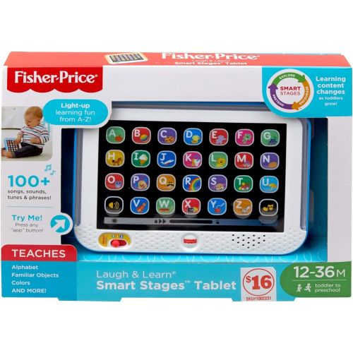  Fisher-Price Laugh & Learn Smart Stages Tablet, Blue, musical toy with lights, sounds and learning content for infants and toddlers