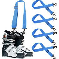 Skylety 4 Pieces Ski Boot Strap Ski Carrier Straps Snowboard Strap Adjustable Shoulder Sling Leash Ice Skates Shoulder Strap Winter Gear Leash Accessory Snowboard Accessories