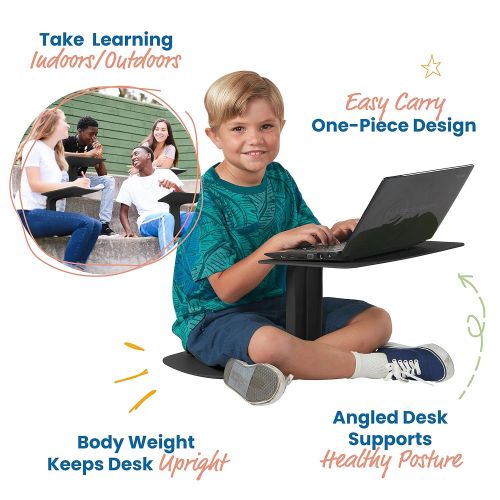  [아마존베스트]ECR4Kids - ELR-15810-BK The Surf Portable Lap Desk, Flexible Seating for Homeschool and Classrooms, One-Piece Writing Table for Kids, Teens and Adults, GREENGUARD [Gold] Certified,
