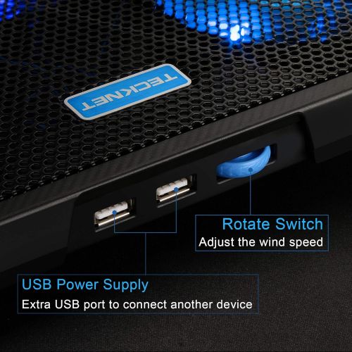  [아마존베스트]TECKNET RGB Laptop Cooling Pad Cooler for 15.6-17 Inch Laptop with 5 Quiet Fans and Touch Control, 2 USB Port