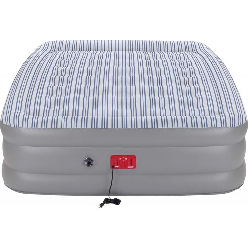 콜맨 Coleman SupportRest Elite PillowStop Double-High Airbed , Grey/Stripe, Queen