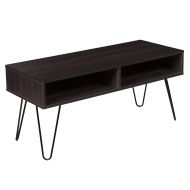 Flash Furniture Oak Park Collection Driftwood Wood Grain Finish TV Stand with Black Metal Legs