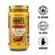 Aubrey D. Jalapeno Horseradish Mustard, Spicy Sauce for BBQ Frankfurters, Roast Beef, Salad Dressing