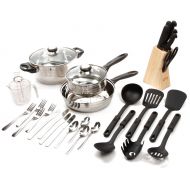 Gibson Value 89117.32 Lybra 32 Piece Cookware Combo Set, Mirror Polished Stainless Steel