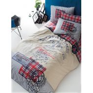 DecoMood 100% Cotton Nautical Bedding Set for Boys and Girls, Single/Twin Size Quilt/Duvet Cover Set with Fitted Sheet, Comforter Included (4 Pcs)