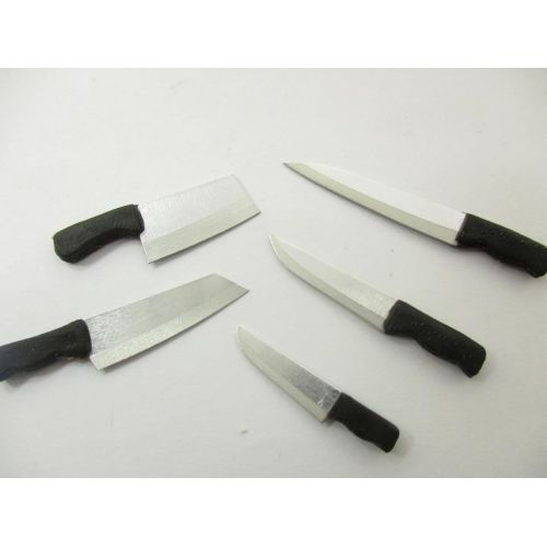  Wonder Miniature 5 Assorted Meat Fruit Cleaver Knife Dollhouse Miniatures Kitchen Cooking 14309