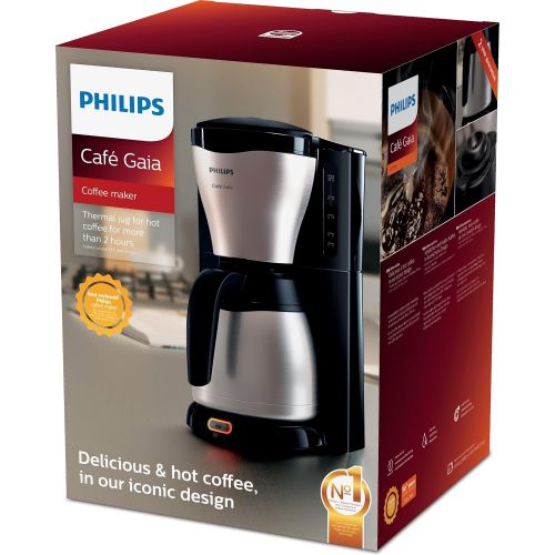 필립스 Philips HD7546/20 Gaia Filter-Kaffeemaschine mit Thermo-Kanne, schwarz/metall